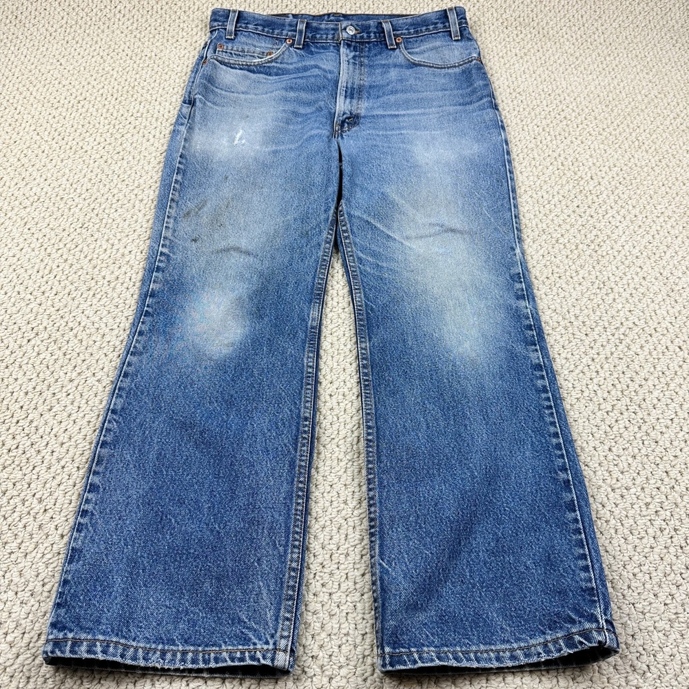 Levis 517 Jeans Tag 36x29 (Fits 34x28) Blue Distressed Bootcut Western USA Made
